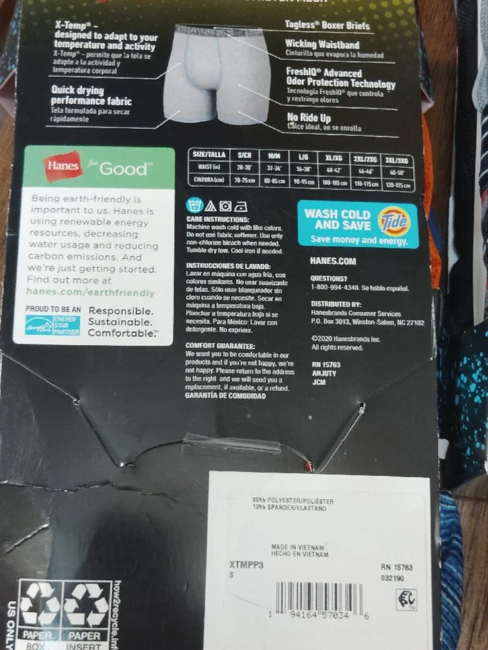 Hanes X-Temp Performance Men’s Boxer Briefs - Blue, Gray, Black - 3-Pack